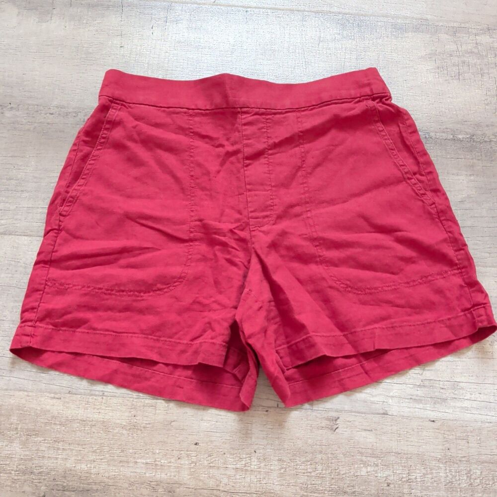Banana Republic Womens Red Linen Blend Pull On Shorts Size Medium M Casual Euc